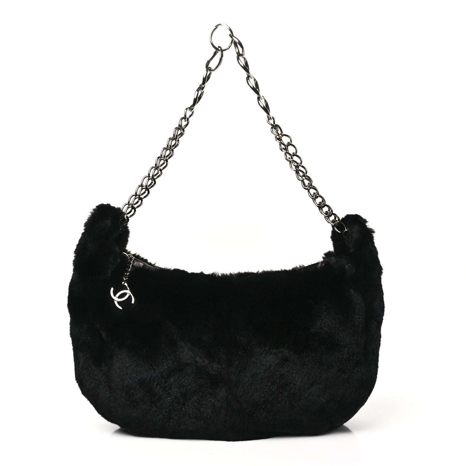 Chanel Rabbit Fur Hobo Black 1 of 9