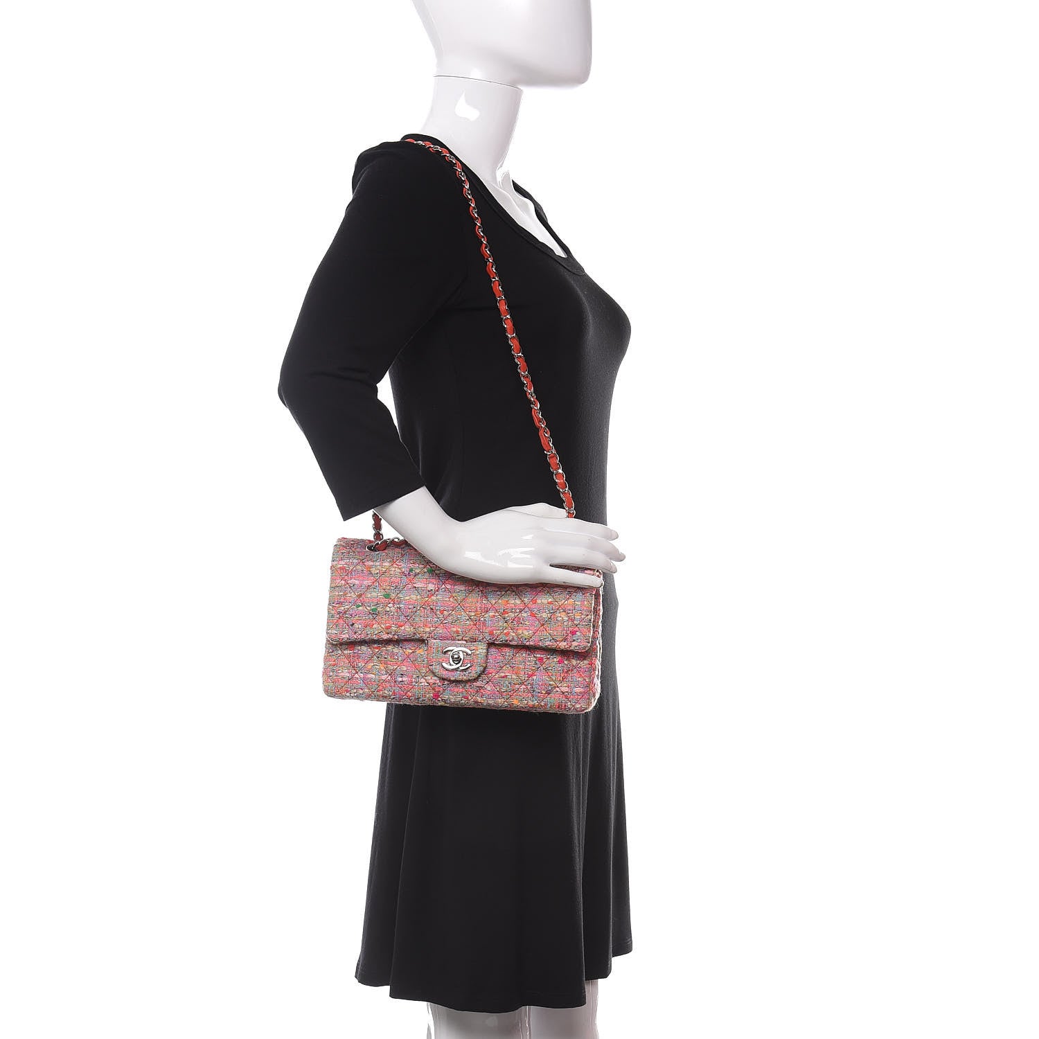Chanel Tweed Quilted Medium Double Flap Multicolor 2 of 9