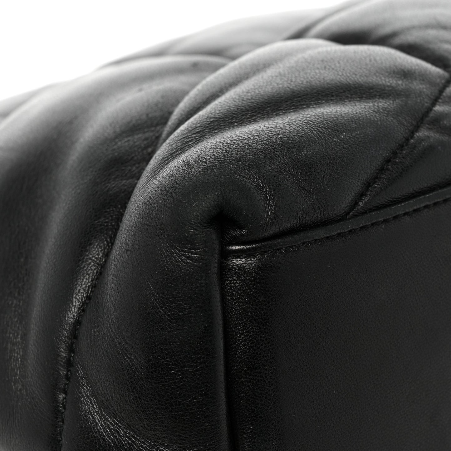 Lambskin Quilted Medium Loulou Puffer Monogram Chain Satchel Black