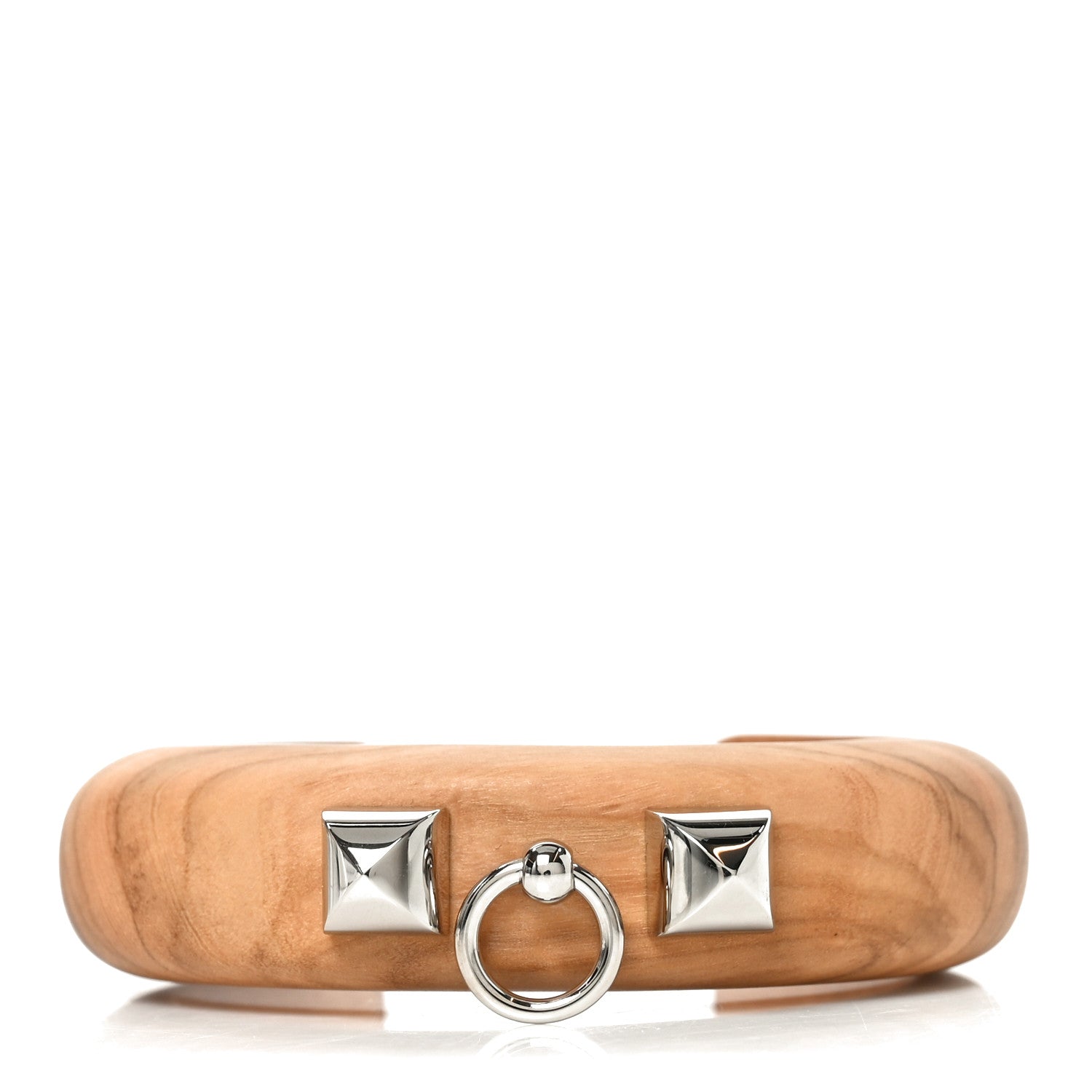 Hermes Olive Wood Medor Cuff Bracelet M 1 of 4