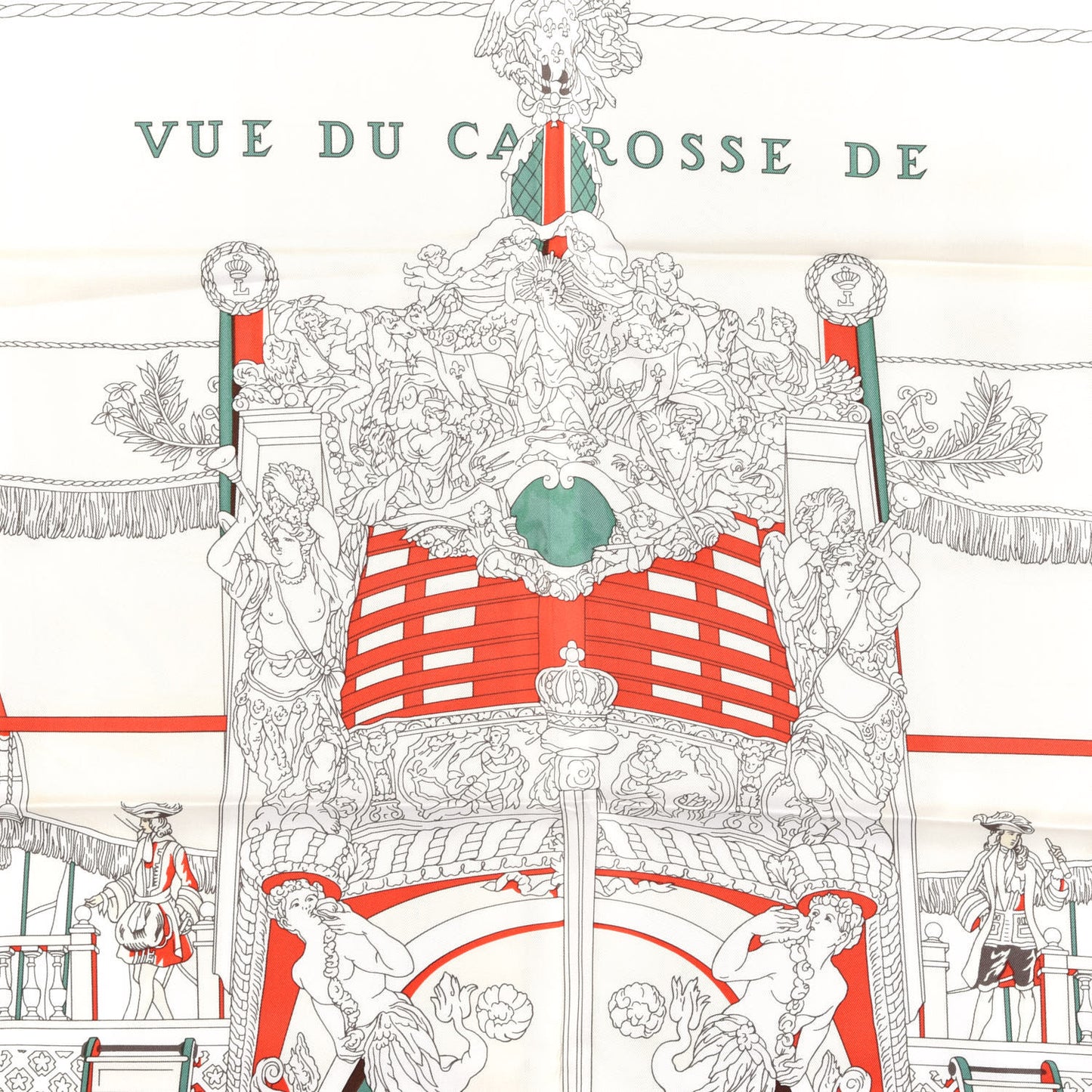 Silk Vue Du Carrosse De La Galere La Reale Scarf 90 Blanc Creme Rouge