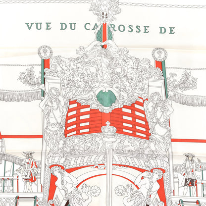 Hermes Silk Vue Du Carrosse De La Galere La Reale Scarf 90 Blanc Creme Rouge 2 of 6