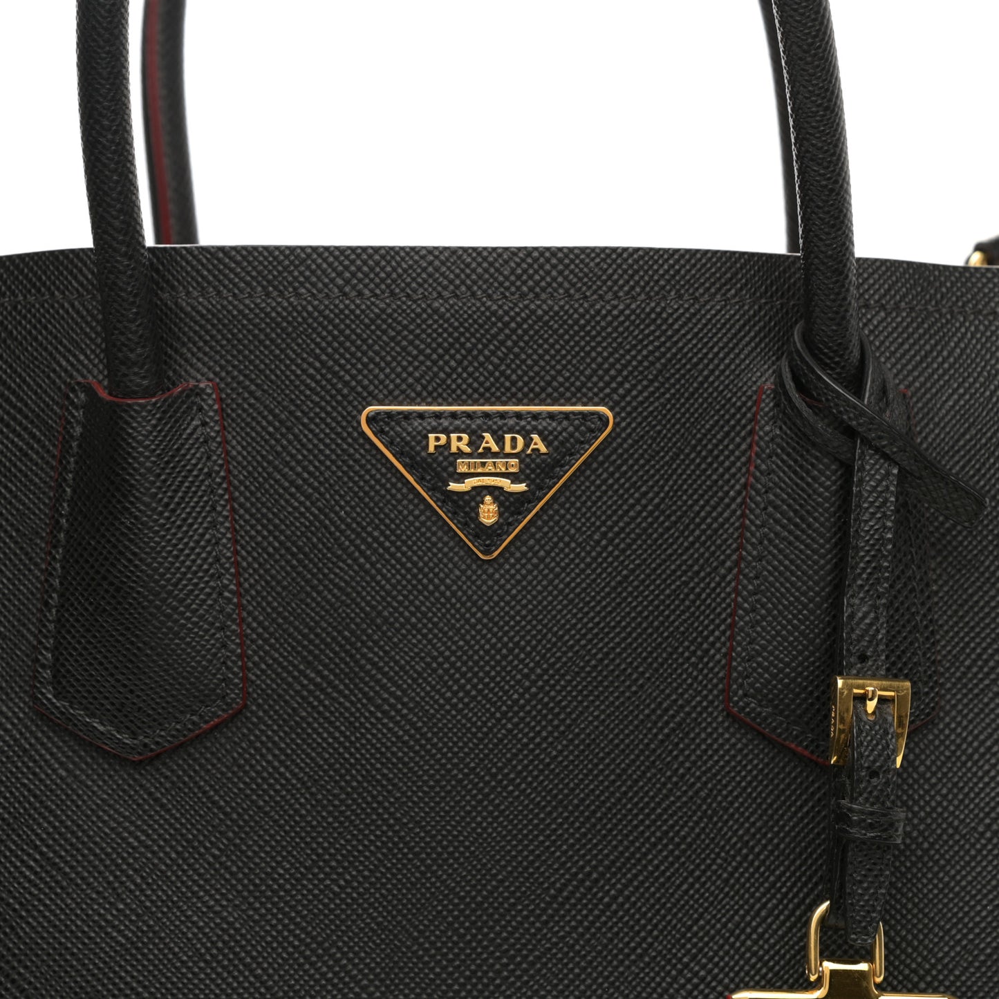 Saffiano Cuir Small Double Bag Black Fuoco