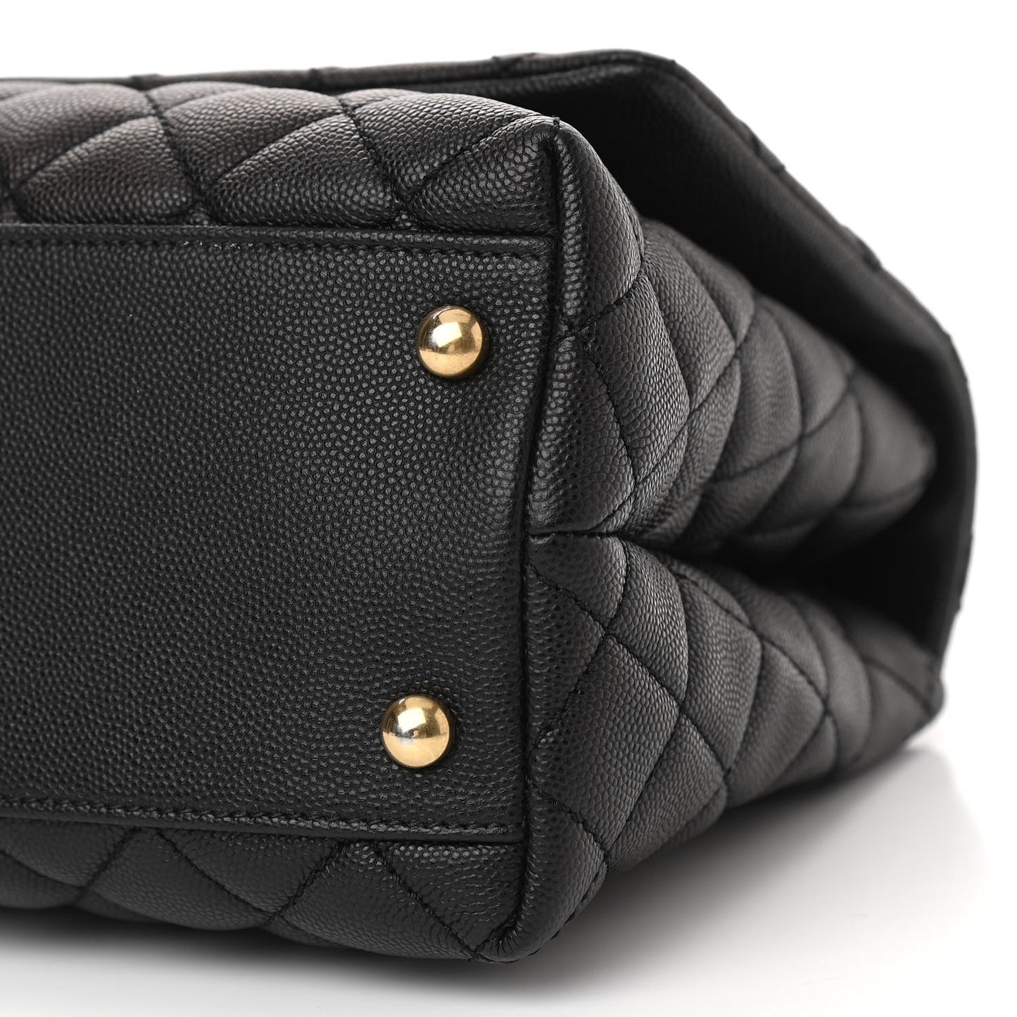 Caviar Lizard Embossed Quilted Small Coco Handle Flap Black