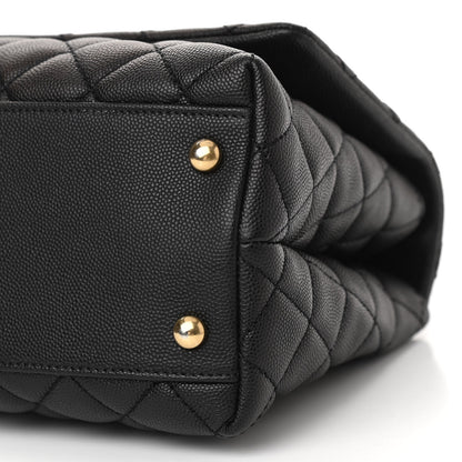 Chanel Caviar Lizard Embossed Quilted Small Coco Handle Flap Black 10 of 11