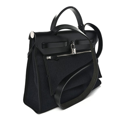Hermes Military Toile Vache Hunter Herbag Zip PM 31 Black 4 of 12