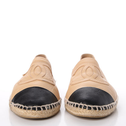 Chanel Lambskin CC Espadrilles 41 Beige Black 2 of 21