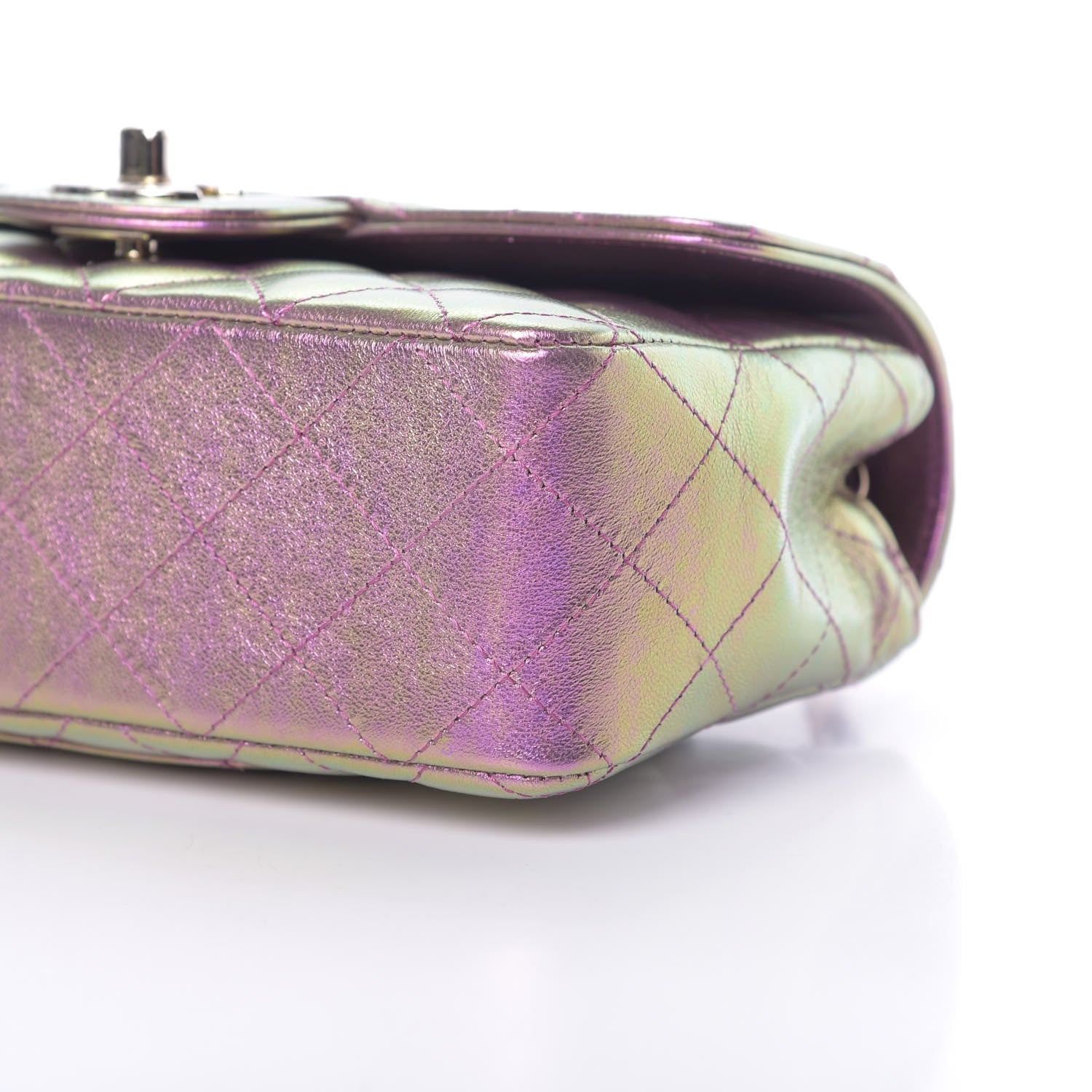 Chanel Iridescent Lambskin Quilted Mini Rectangular Flap Purple 10 of 10