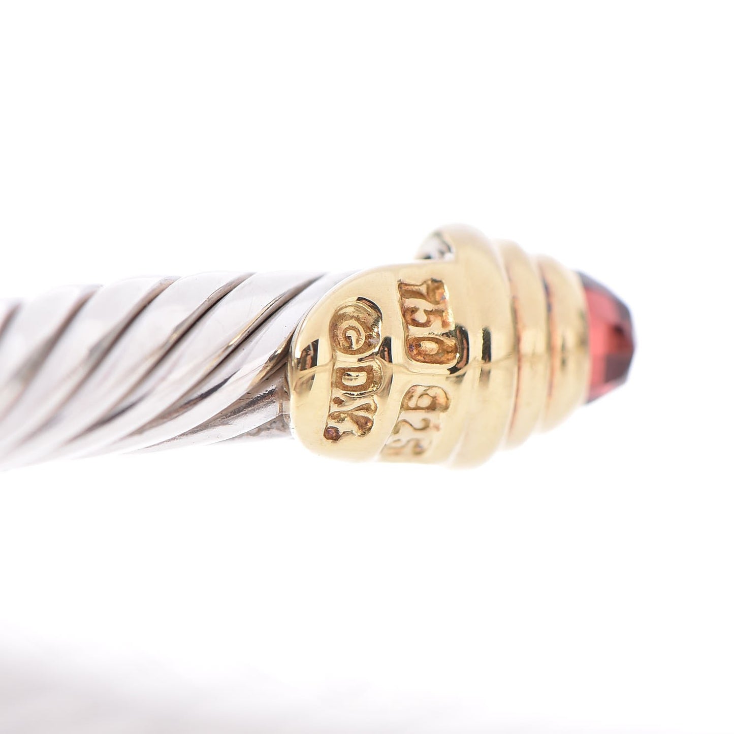 Sterling Silver 14K Yellow Gold Garnet 4mm Kids Cable Bracelet
