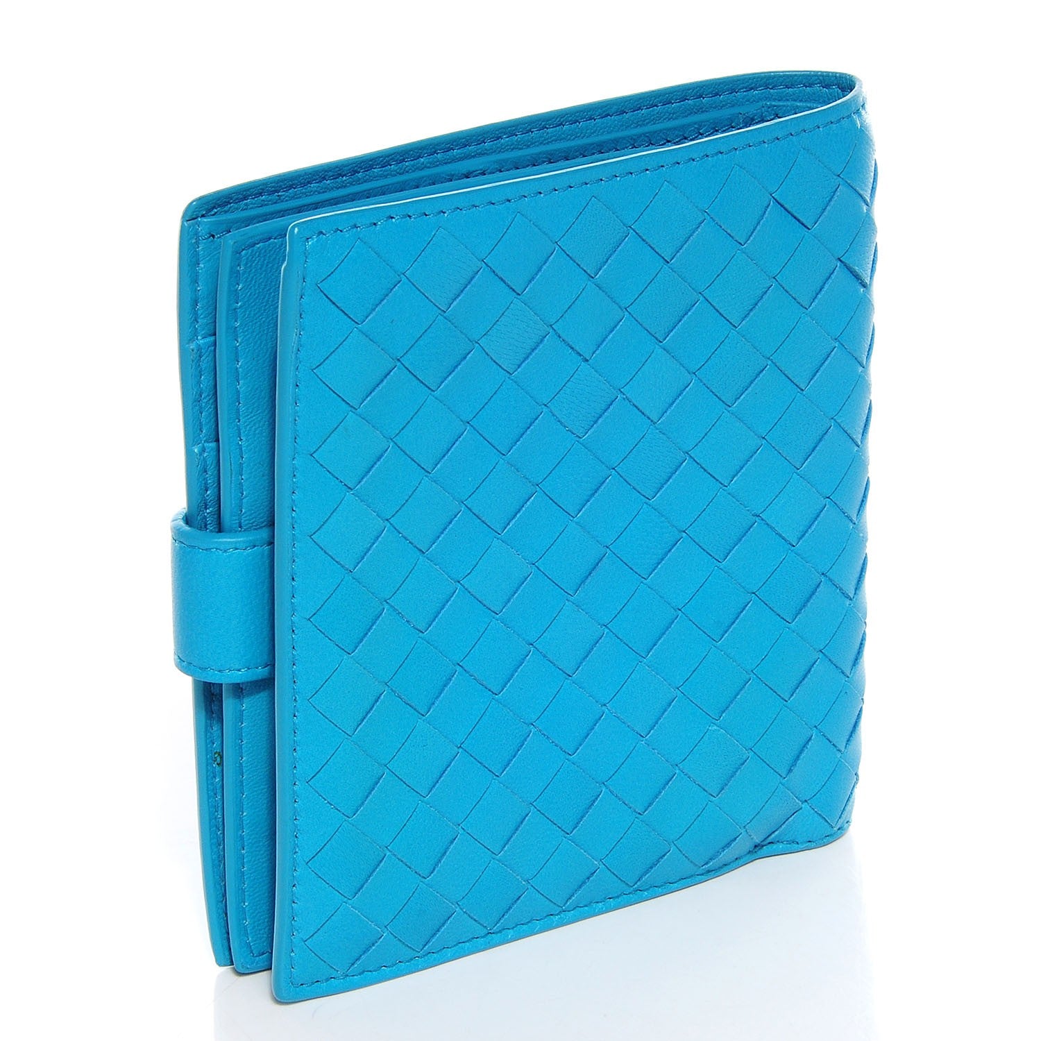 Bottega Veneta Nappa Intrecciato French Compact Wallet Turquoise 3 of 8