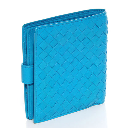 Bottega Veneta Nappa Intrecciato French Compact Wallet Turquoise 3 of 8