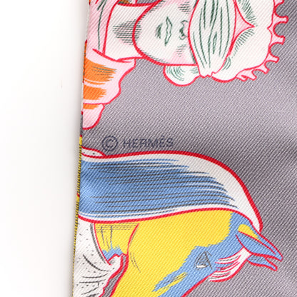Hermes Silk Dress Code Twilly Gris Jaune Vif Orange 4 of 5