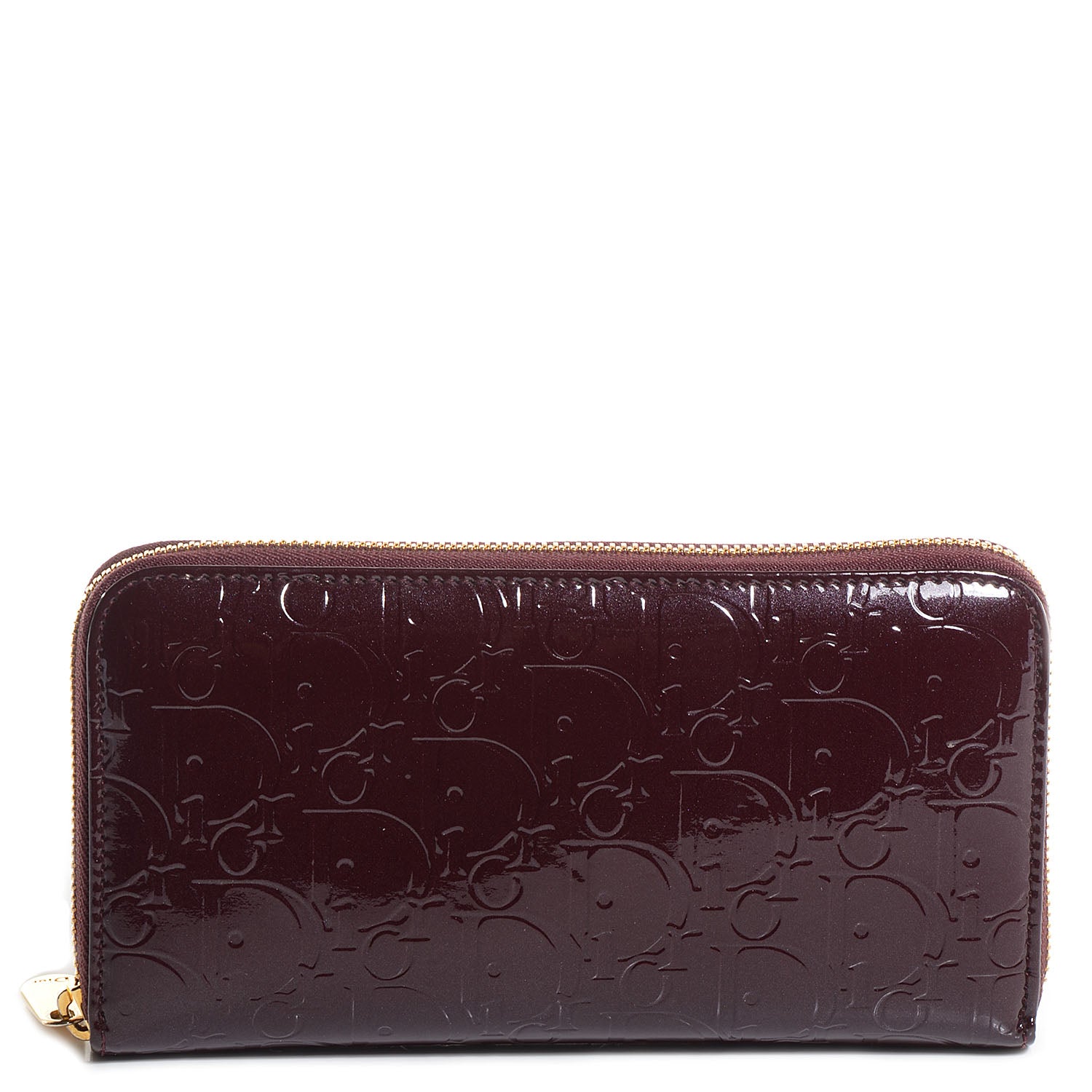 Christian Dior Patent Ultimate Voyageur Zip Around Wallet Bordeaux 1 of 28