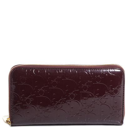 Christian Dior Patent Ultimate Voyageur Zip Around Wallet Bordeaux 1 of 28