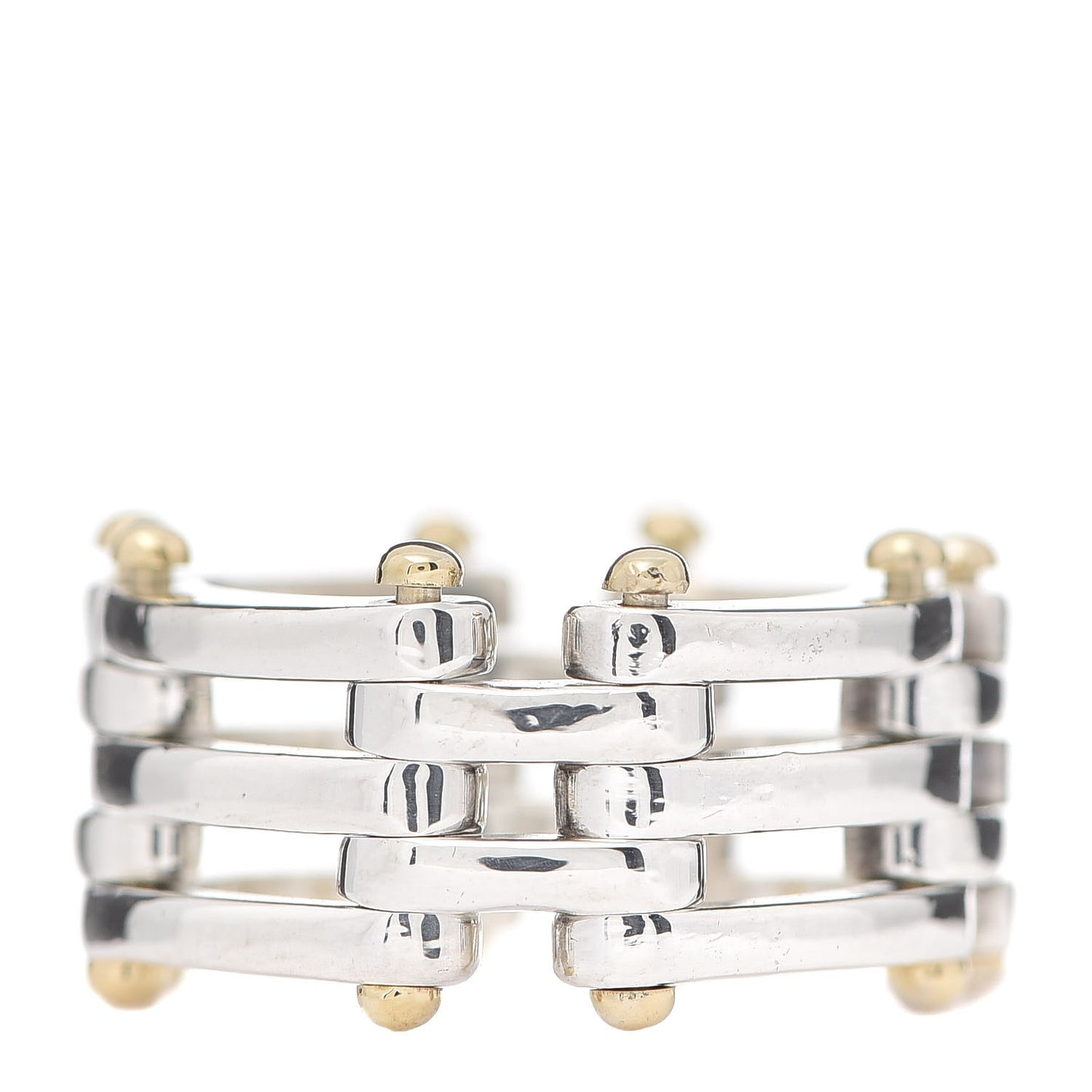 Sterling Silver 18K Yellow Gold Gatelink Ring 56 7.5