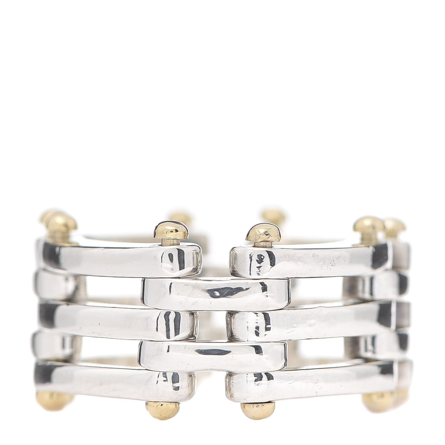 Tiffany Sterling Silver 18K Yellow Gold Gatelink Ring 56 7.5 1 of 5