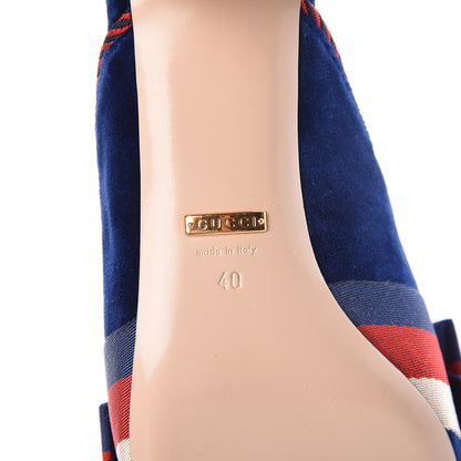 Gucci Velvet Crystal Sylvie Bow Mules 40 Blue 6 of 8