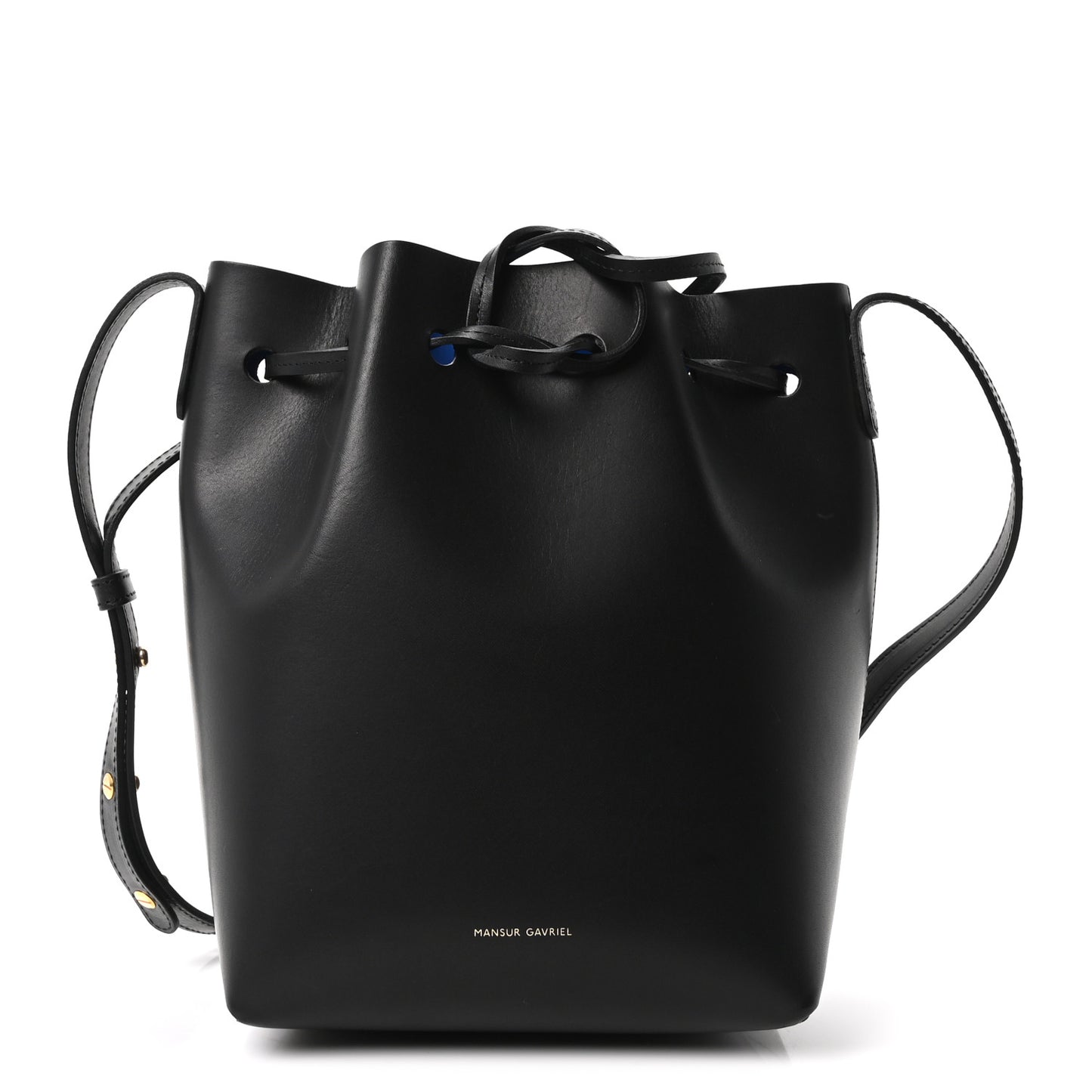 Calfskin Mini Bucket Bag Black Royal Blu