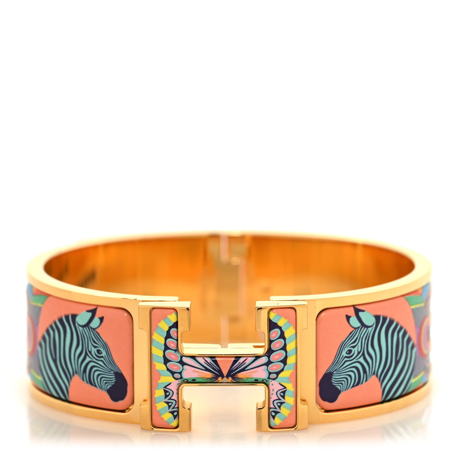 Hermes Enamel Wide Printed Ballons et Cocardes Clic Clac Bracelet GM Tropique 1 of 4