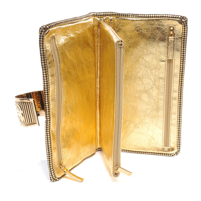 Chanel Leather Perforated Mesh CC Clutch Metallic Gold 5 of 7