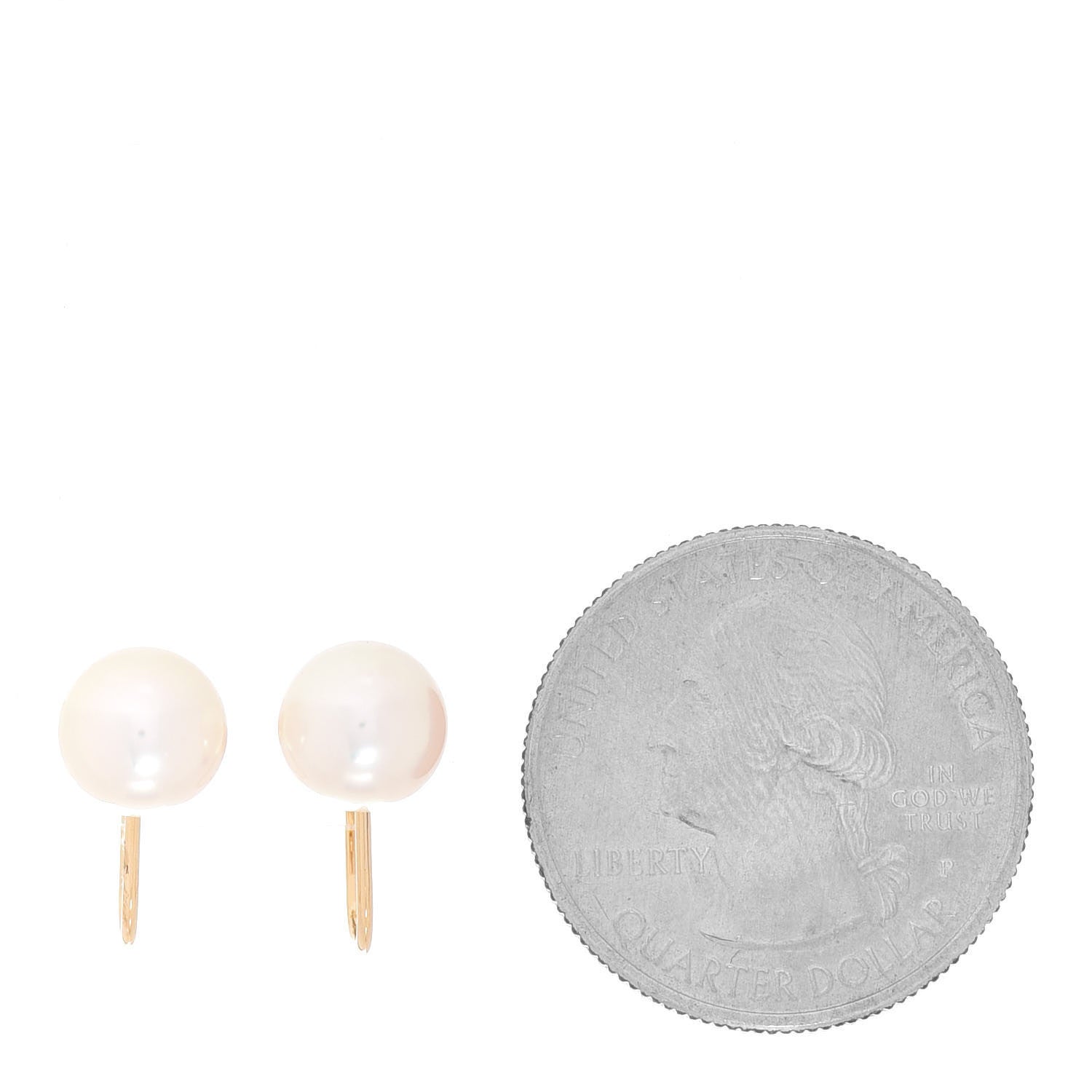Mikimoto 18K Yellow Gold Akoya Pearl 8-8.5mm Screw Back Earrings 2 of 5