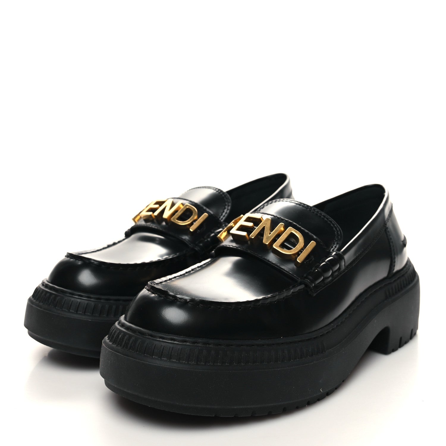 Fendi Vitello Abrasivato Fendigraphy 50mm Loafers 41 Black 3 of 11