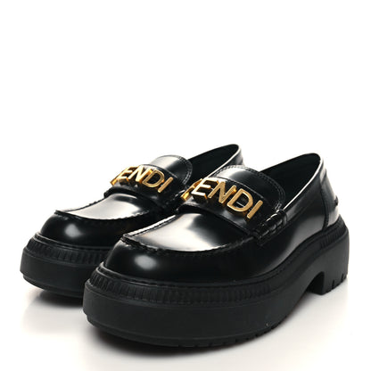 Fendi Vitello Abrasivato Fendigraphy 50mm Loafers 41 Black 3 of 11