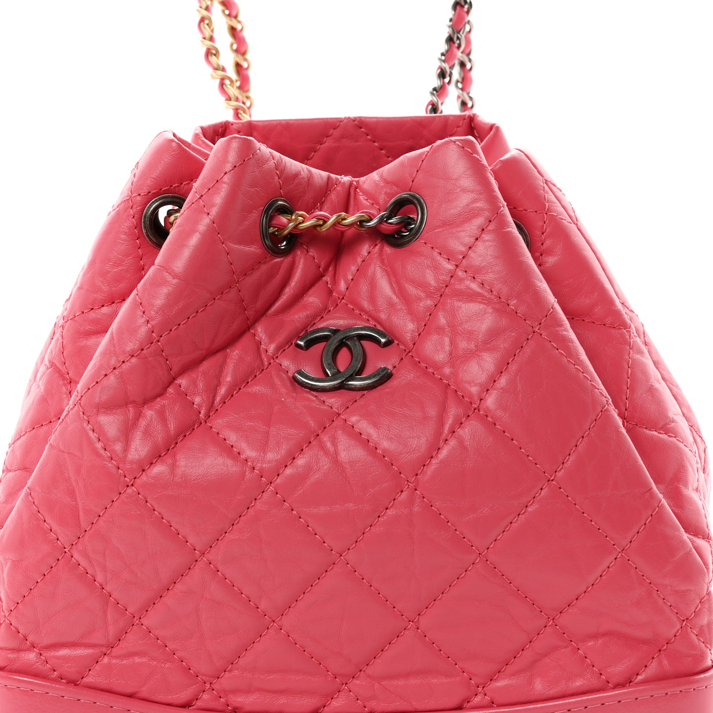Aged Calfskin Quilted Small Gabrielle Backpack Dark Pink