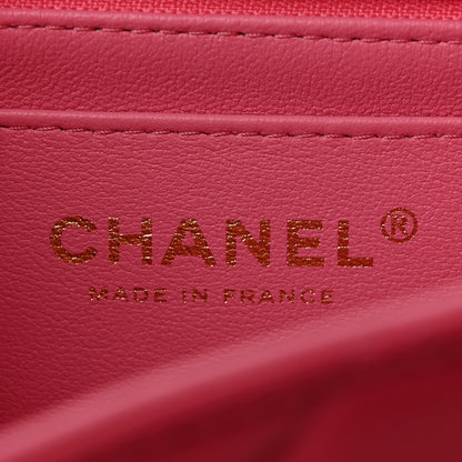 Chanel Lambskin Quilted Bi-Color Mini Top Handle Rectangular Flap Rose 6 of 11