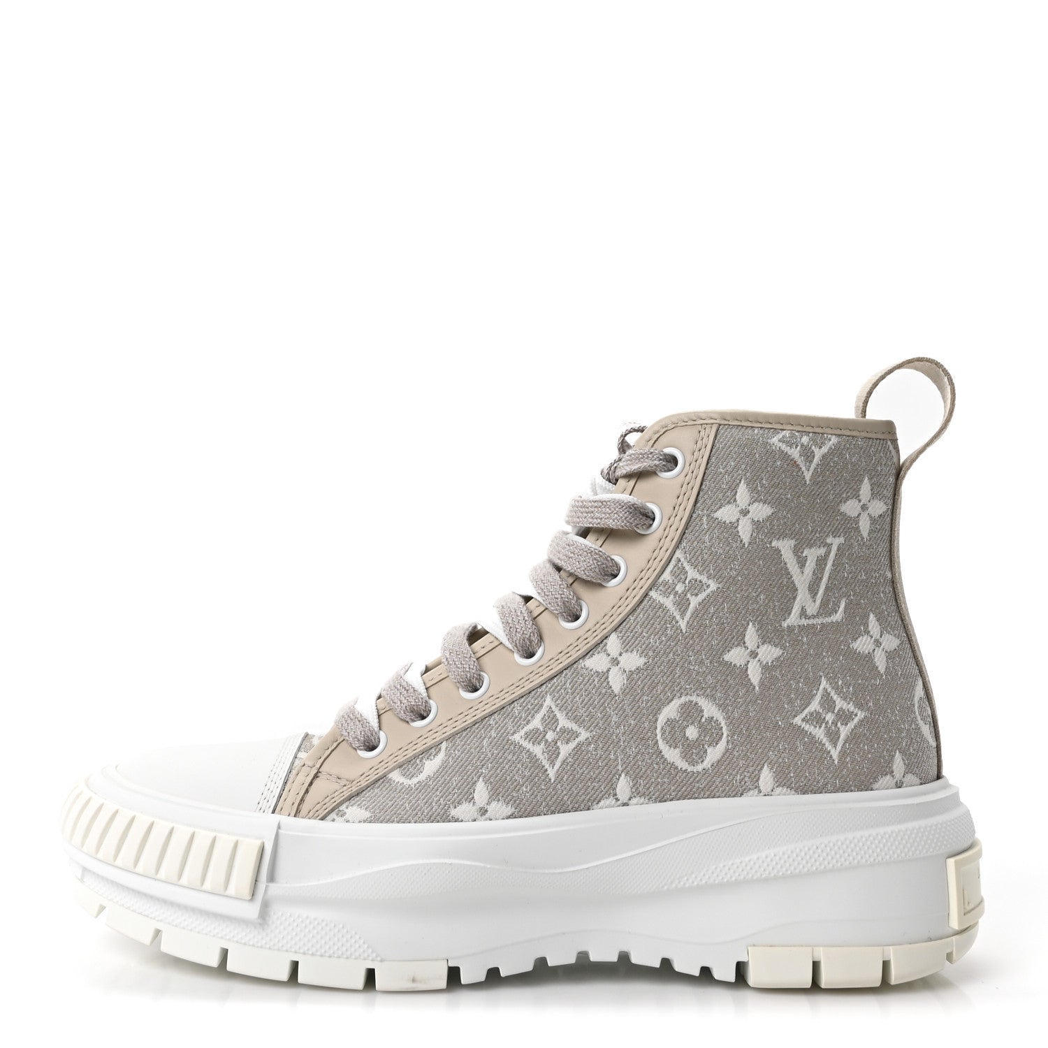 Louis Vuitton Denim Monogram Squad Sneaker Boots 37 Beige 1 of 9