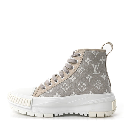 Louis Vuitton Denim Monogram Squad Sneaker Boots 37 Beige 1 of 9