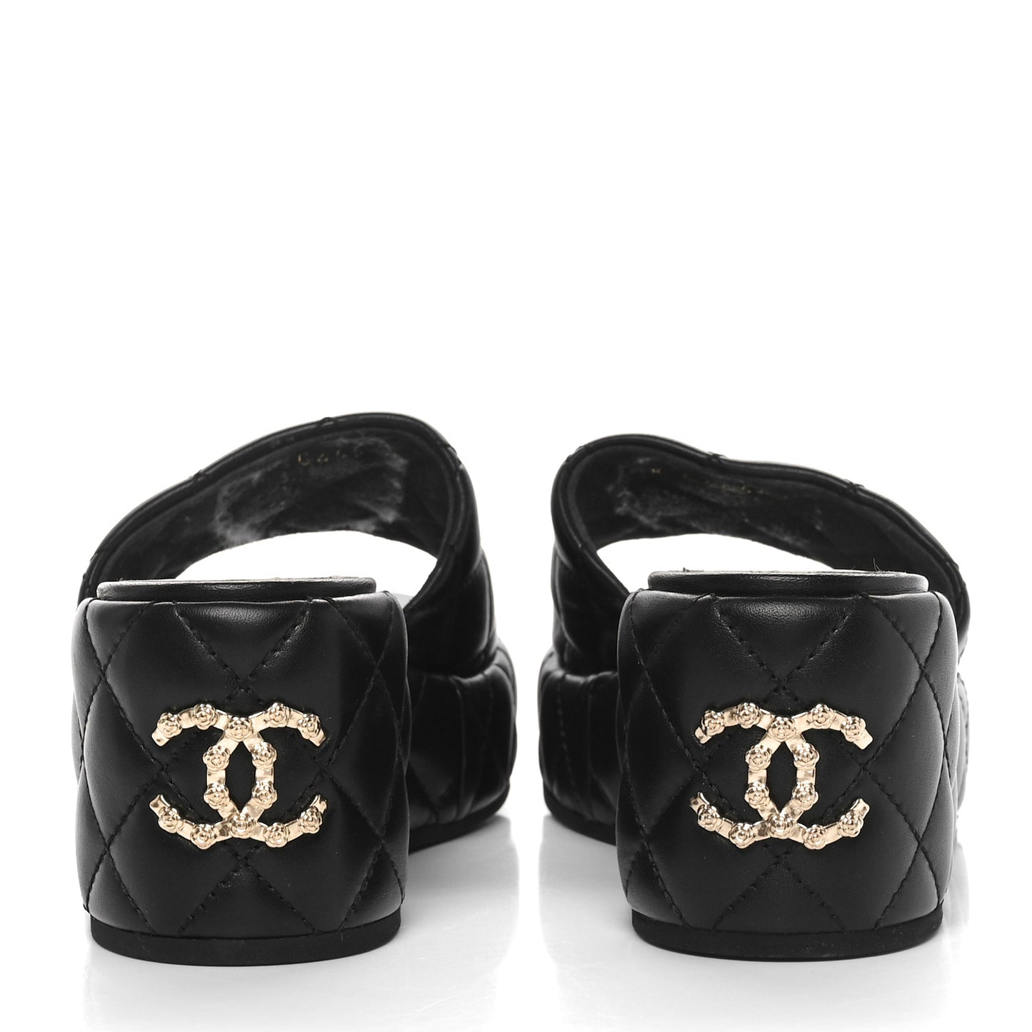 Lambskin CC Mule Sandals 39.5 Black