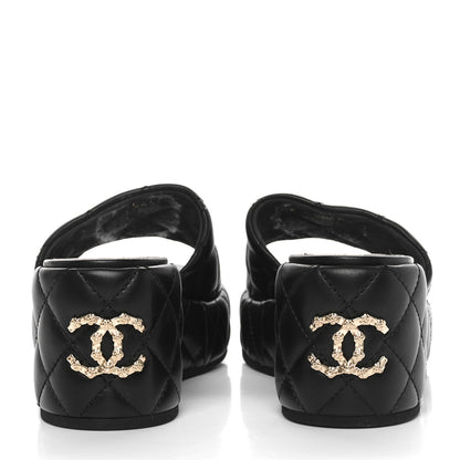 Chanel Lambskin CC Mule Sandals 39.5 Black 5 of 9