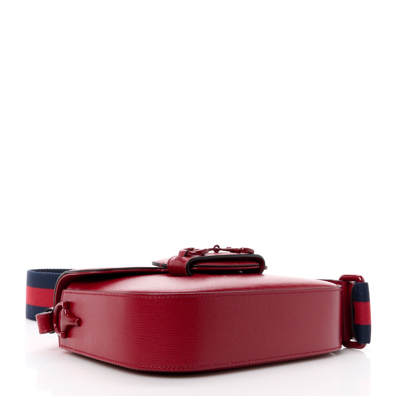 Gucci Azalea Calfskin Web Monochrome Horsebit 1955 Shoulder Bag New Cherry Red 4 of 12