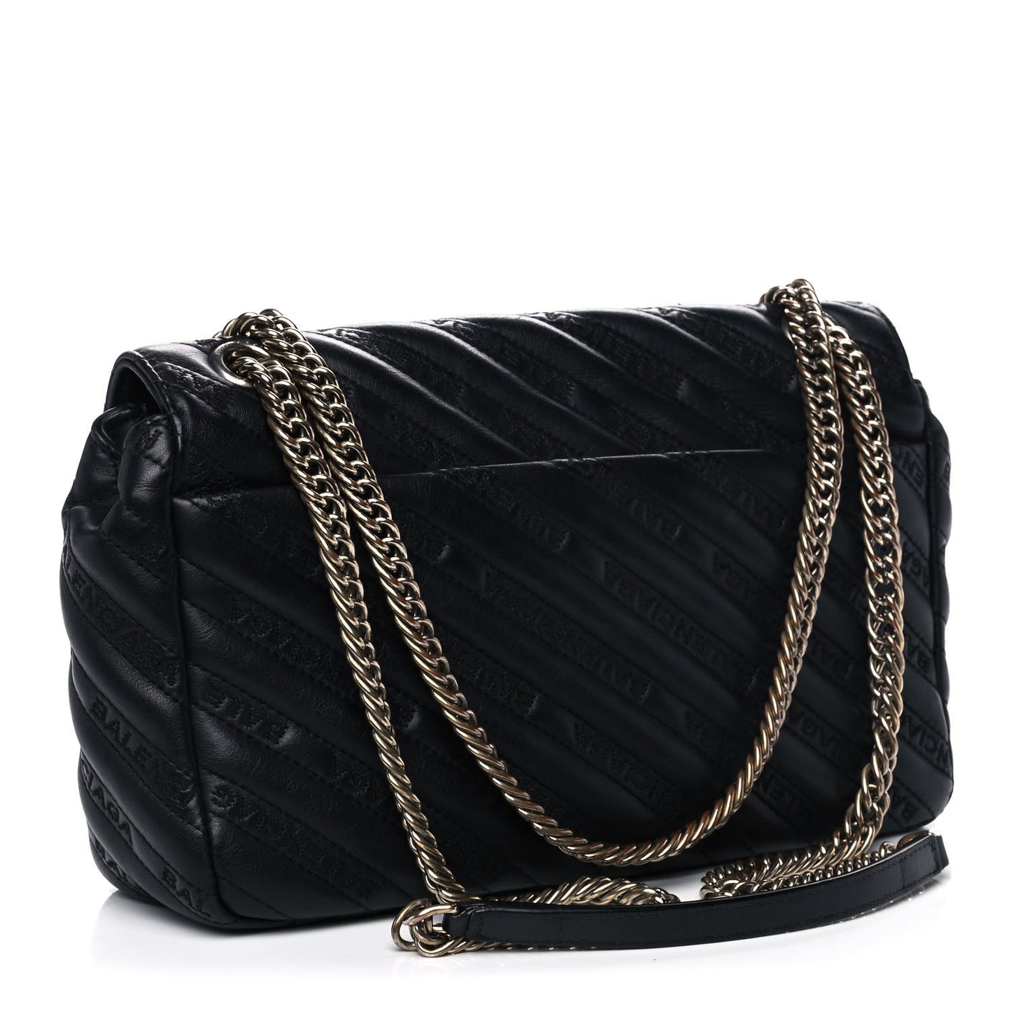 Calfskin Logo Matelasse M BB Chain Shoulder Bag Black