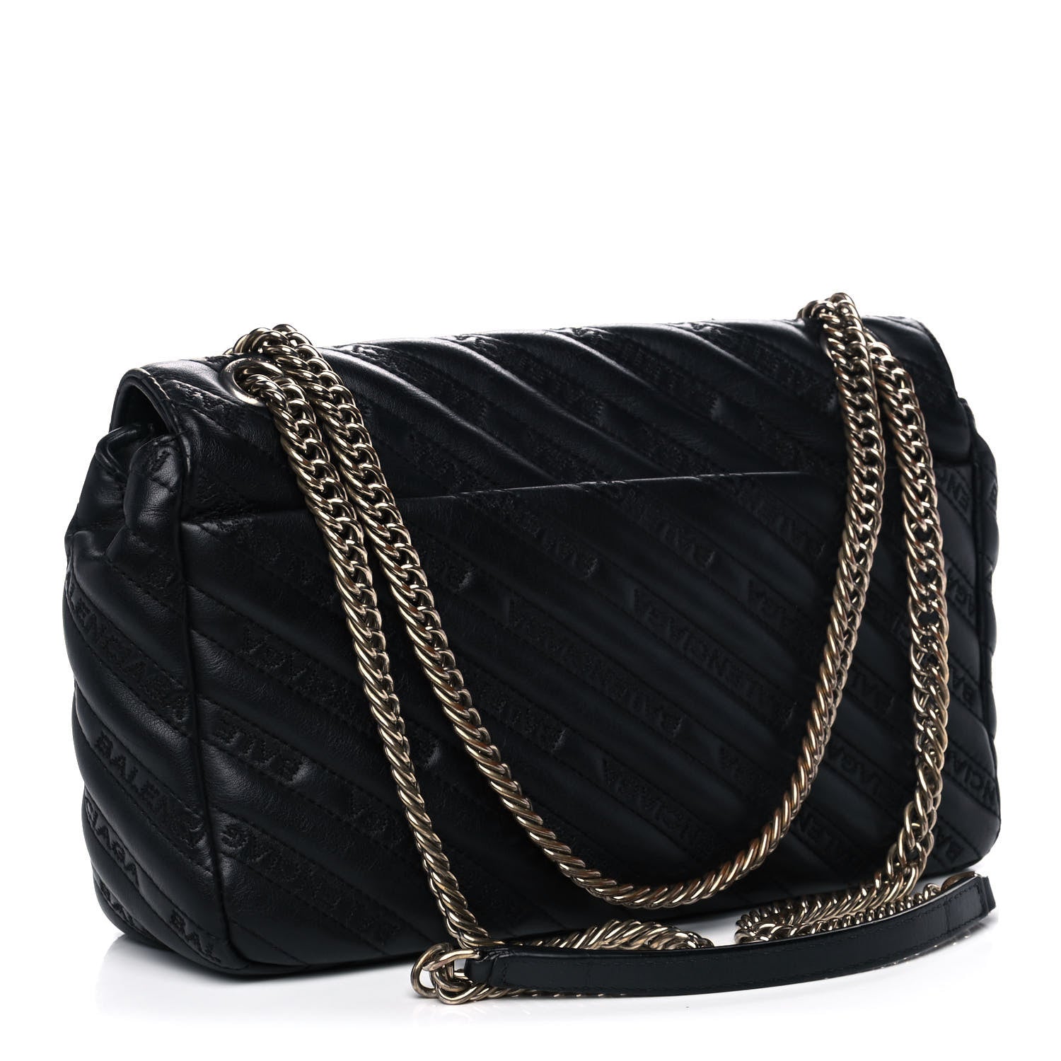 Balenciaga Calfskin Logo Matelasse M BB Chain Shoulder Bag Black 3 of 11