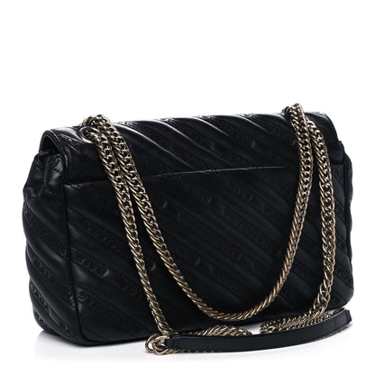 Balenciaga Calfskin Logo Matelasse M BB Chain Shoulder Bag Black 3 of 11