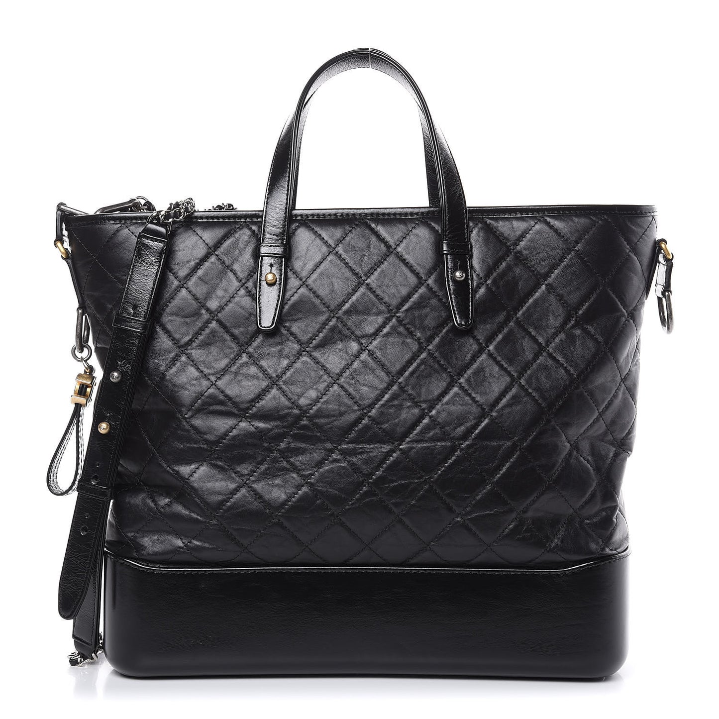 Calfskin Quilted Large Gabrielle Shopping Tote Black