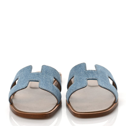 Hermes Denim Canvas Oran Sandals 36 Bleu Clair 2 of 9
