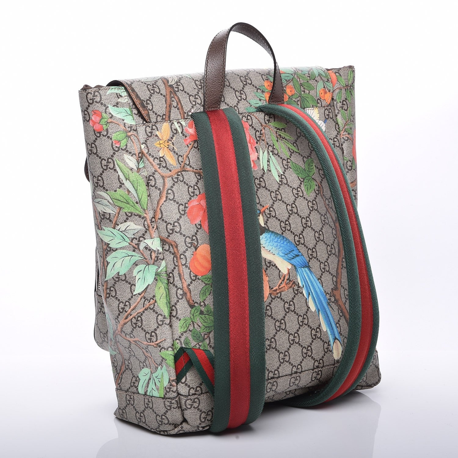 Gucci GG Supreme Monogram Tian Web Single Buckle Backpack Beige Multicolor New Acero 3 of 7