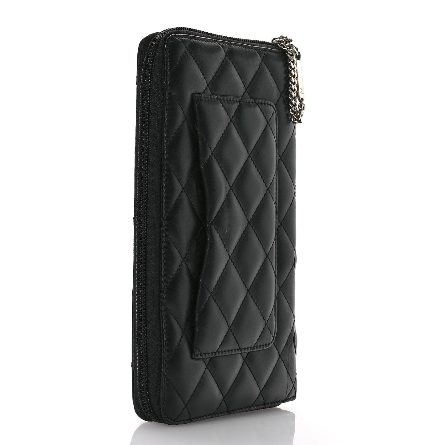 Calfskin Cambon Zip Around Organizer Wallet Black
