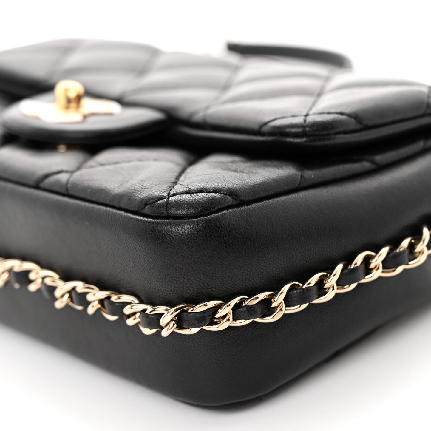 Lambskin Quilted Mini My Precious Flap Black