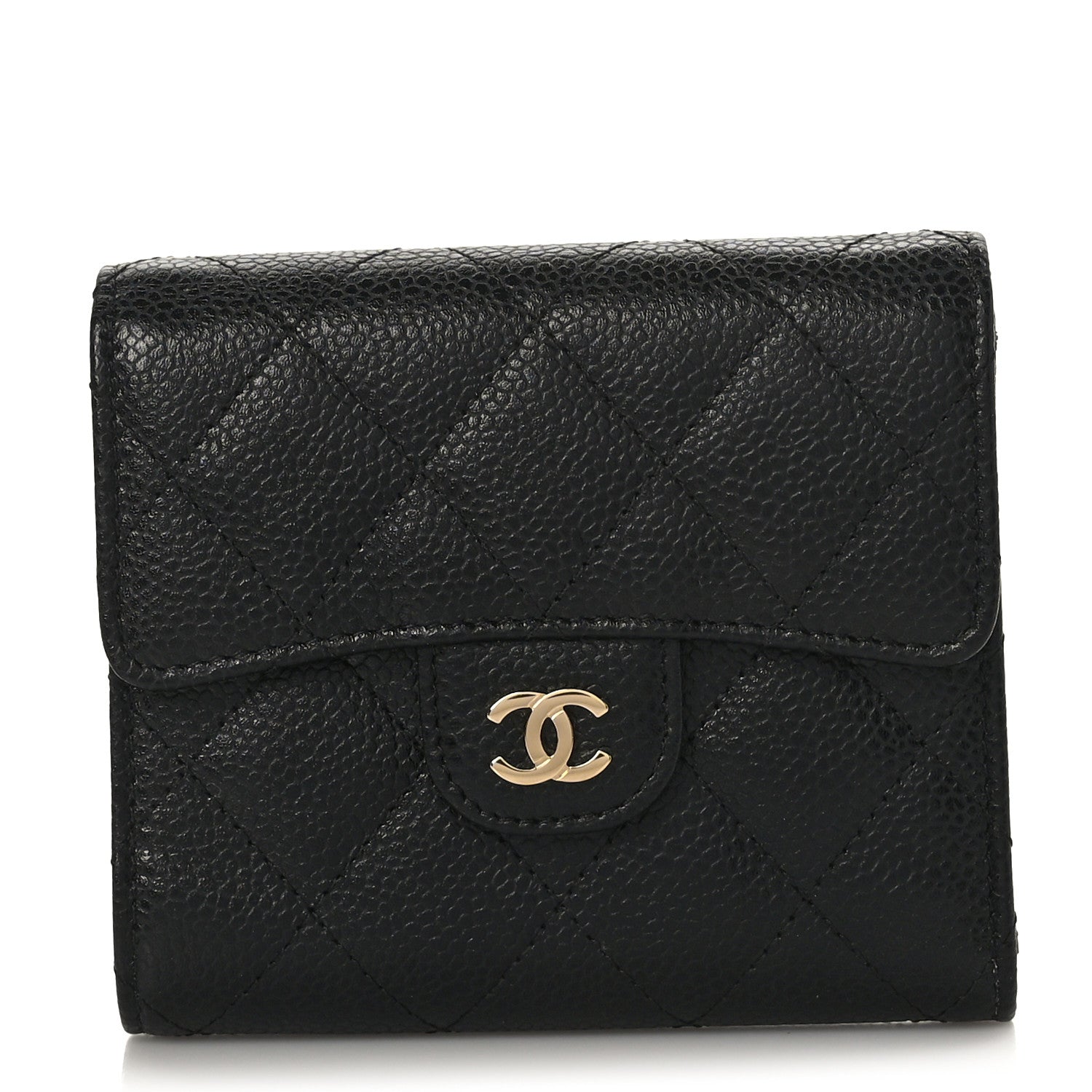 Chanel Caviar Quilted Flap Card Holder Wallet Black 1 of 8