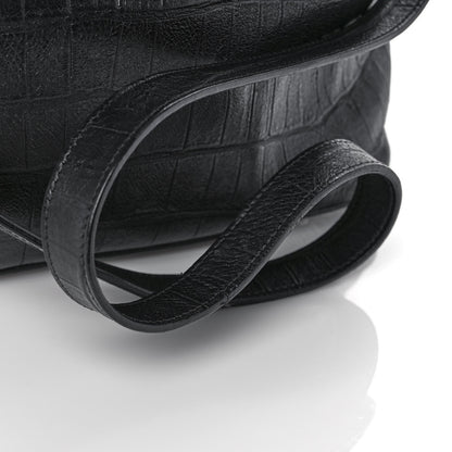 Saint Laurent Calfskin Crocodile Embossed Large Emmanuelle Bucket Bag Black 11 of 13