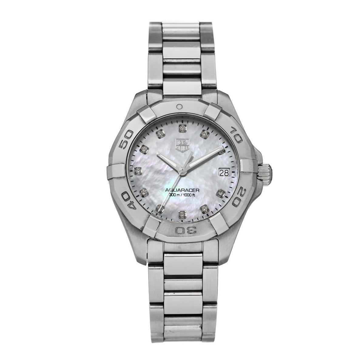 Tag Heuer Stainless Steel Diamond Mother of Pearl 33mm Aquaracer Lady Quartz Watch WAF1313 1 of 5