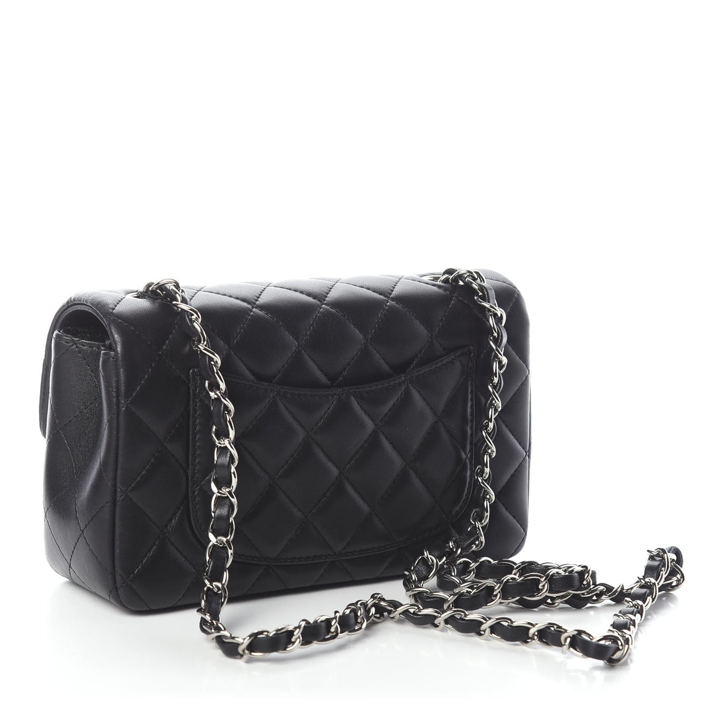 Lambskin Quilted Mini Rectangular Flap Black