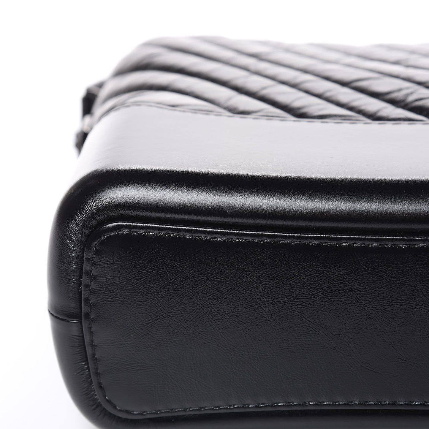 Aged Calfskin Chevron Quilted Medium Gabrielle Hobo Black