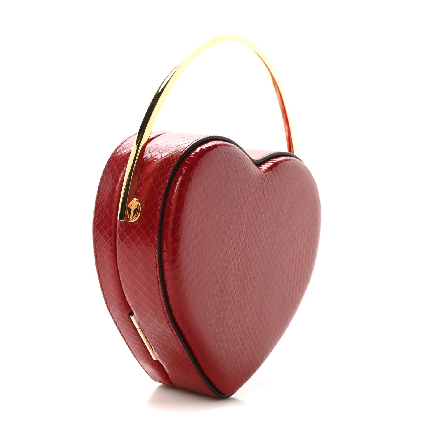 Snakeskin Broadway Mini Heart Top Handle Bag Rasberry Candy