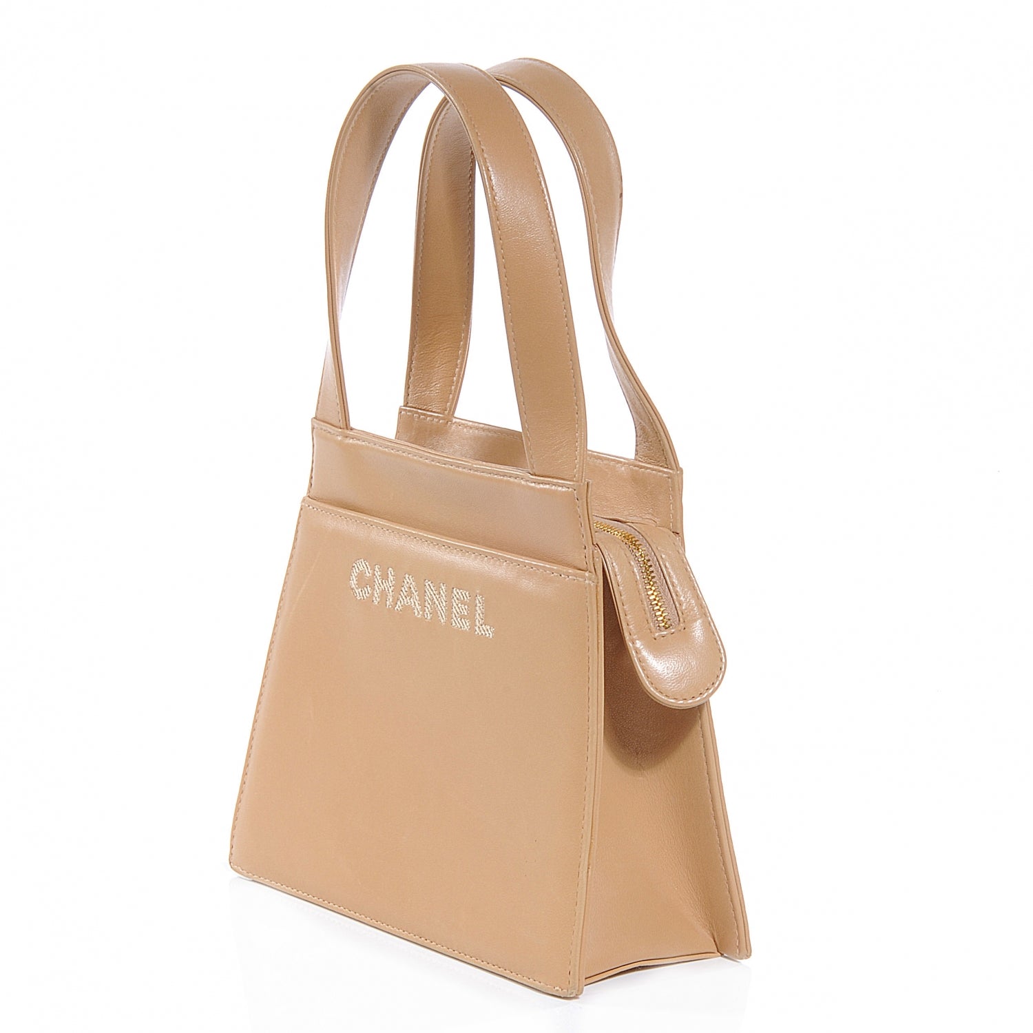 Chanel Lambskin Handbag Beige 6 of 8