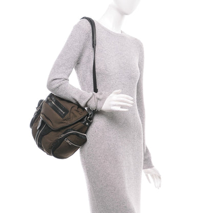 Alexander Wang Lambskin Nylon Mini Marti Backpack Military Green Nickel Hardware 2 of 7